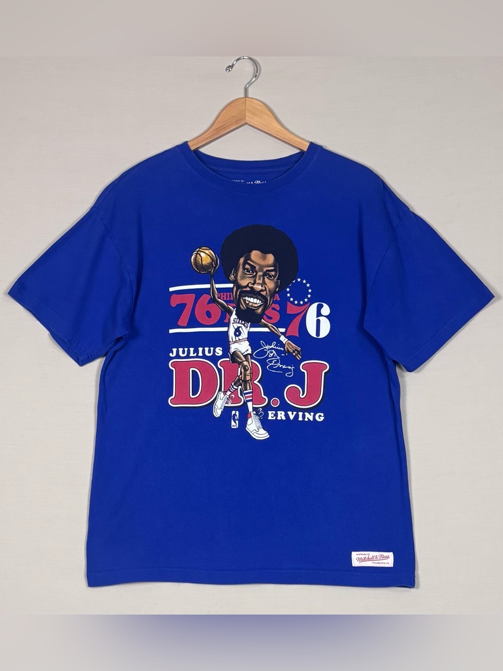 Mitchell & Ness Dr J Julius Erving 76ers Graphic Tee XL NBA Blue